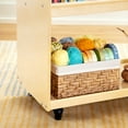 thumbnail image 3 of Guidecraft EdQ Kids Book Storage Cart - Natural: 2-Shelf Wooden Rolling Cart with Wheels for Classroom Organization | Kids Library Bookcase, 3 of 5