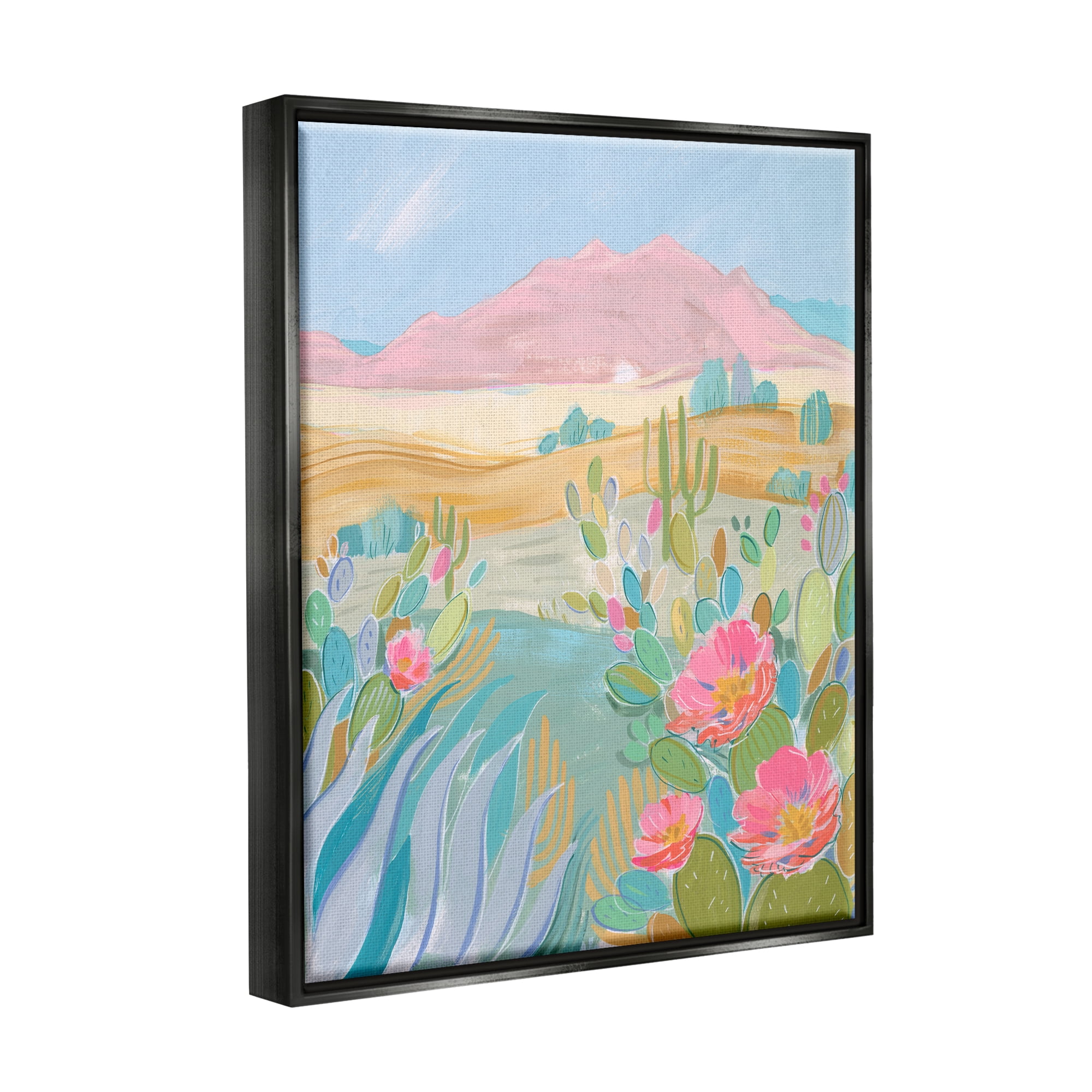 Stupell Desert Canyon Vivid Cacti Plants Landscape Painting Black Floater Framed Art Print Wall Art