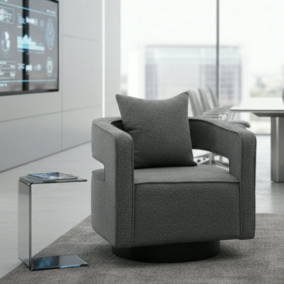 GOMYHOME Swivel Accent Chair with Pillow, Modern Upholstered Armchair, Gray