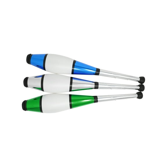 Zeekio Pegasus Juggling Club Set - Beginner to Pro - Set of 3 (Silver/Blue/Green)