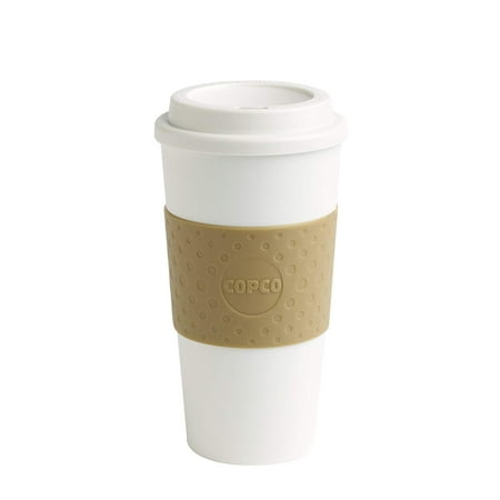 Copco Acadia Slim BPA Free Plastic Spill Resistant Insulated Portable Traveler Coffee Mug 16 Oz, White (Best Portable Coffee Mug)