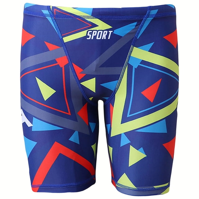 COMVALUE Boys Sports Square Leg Swim Trunks, Durable Compression Swim Trunks, Training Swimsuits, Shorts (Navy, 9-10 Years)