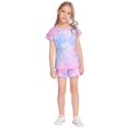 thumbnail image 2 of Arshiner Girls Tie Dye Short Set 2Piece Fashion Shirt & Shorts PJ Set Little Girls Sleepwear Size 6-7, 2 of 7