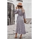 thumbnail image 5 of Vestido largo vintage cruzado de manga larga con estampado floral y escote en V para mujer con cinturón, 5 of 7