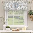 thumbnail image 2 of Blue Boho Curtain Valances for Windows, Kitchen Valance Window Treatments Panel 2 Pack, Luxury Ethnic Traditional Floral Pattern Rod Pocket Short Curtains for Bathroom Bedroom 42 x 12 Inch, 2 of 8