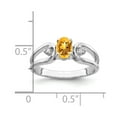 thumbnail image 2 of Solid 14k White Gold 6x4mm Oval Citrine Yellow November Gemstone Checker Diamond Engagement Ring Size 7 (.034 cttw.), 2 of 3