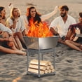 thumbnail image 6 of 2-in-1 Portable Stainless Steel Square Fire Pit with Grill, Ash Pan and Wood Storage for Backyard, Patio and Camping, 6 of 8