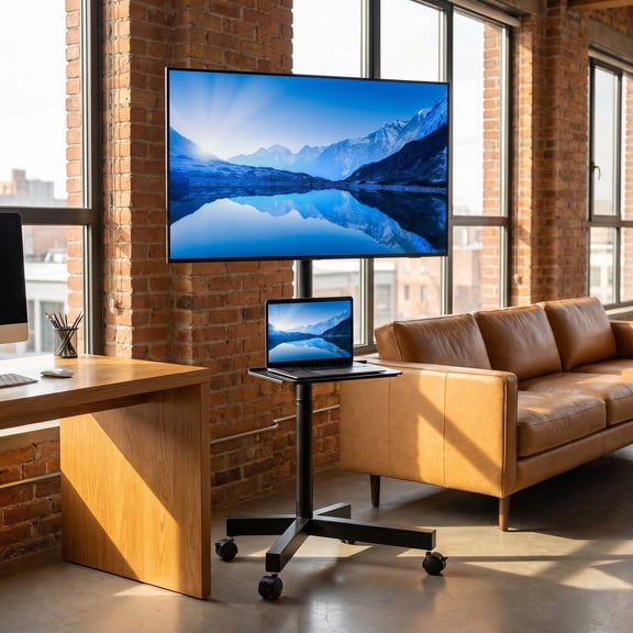 Up to 99 lbs Universal Mobile TV Cart on Wheels with Tray for 23-65 Inch TVs, Max VESA 400x400mm ,360° Locking Casters, Also Enables you to Hide the Cords