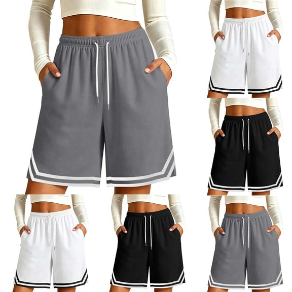 Favoffer Women High Waist Drawstring Athletic Shorts Casual Summer Beach Vacation Lounge Workout Gym Running Shorts with Pockets