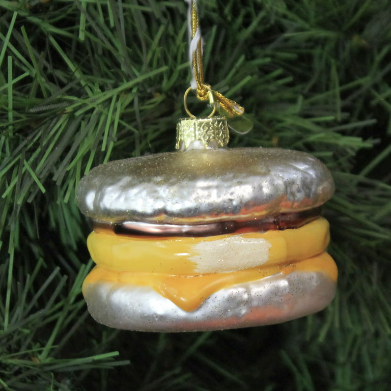 Christmas Ornament BREAKFAST FRYING PAN Eggs, Sausage, Tomatoes GLASS 5.5