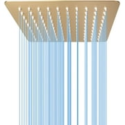 8 Inch Rain Shower Head, High Flow Stainless Steel Square Rainfall ShowerHead, High Pressure Overhead Shower Heads, Wall & Ceiling Mount Ultra Thin Stainless Steel Shower Head, Brushed Gold