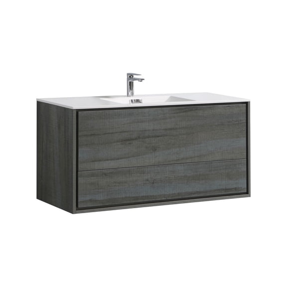 KubeBath DeLusso 48" Single Sink Ocean Gray Wall Mount Modern Bathroom Vanity