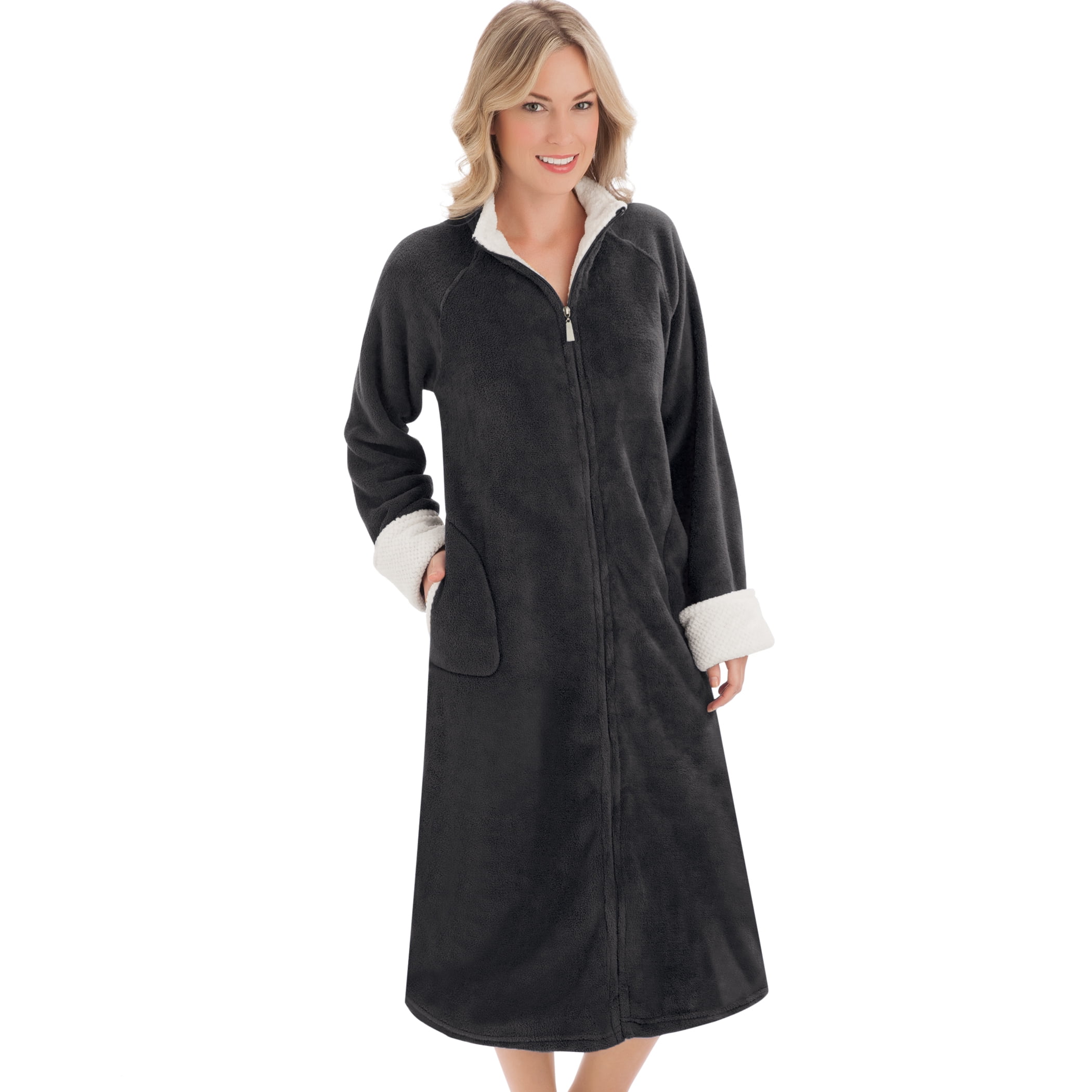 zip front plush robe
