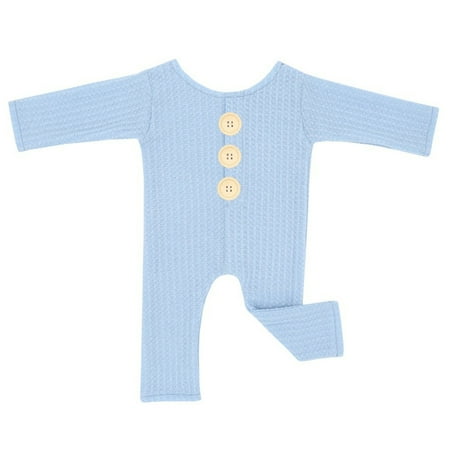 

NEGJ Baby Long Sleeve Knitted Button Footless Romper Photography Prop Jammies