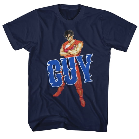 Final Fight Guy Navy Adult T-Shirt