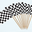 50 Pcs Black and White Chequered Flag Cupcake Picks, Checkered Racing ...
