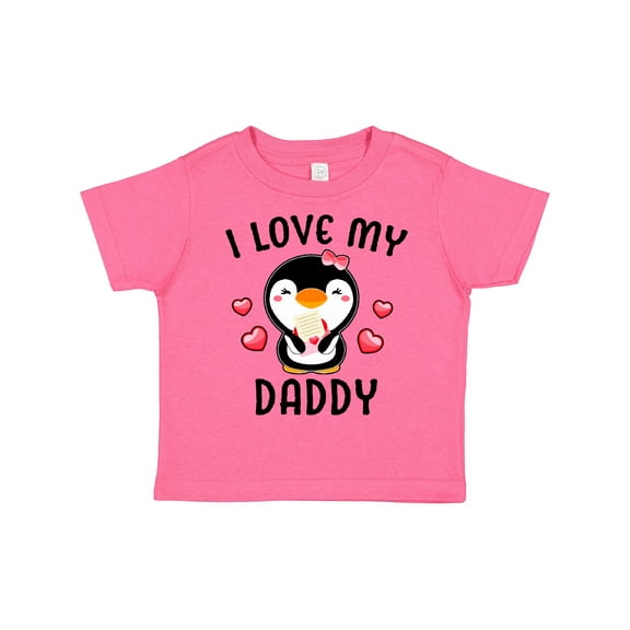 Inktastic I Love My Daddy with Cute Penguin and Hearts Girls Toddler T-Shirt