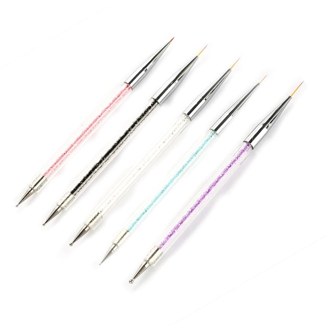 Herramientas de Manicura Con Puntos de Cristal, Juego de Pinta para Decoración de Umas de Doble Cabezal, Transparente Con cuentas de colores, Empaquetado en tubo de plástico