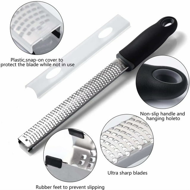Cribun Râpe à Fromage Zester de Citron, Râpes à Main Fines Chocolat, Parmesan, Noix de Coco, Agrumes, Citron Vert, Gadgets et Outils de Cuisine en Acier Inoxydable, Lavable au Lave-Vaisselle