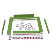 Chinese Mahjong Set 144 Tiles Complete Traditional Game Set with Green Melamine Tiles for Indoor Game Nights