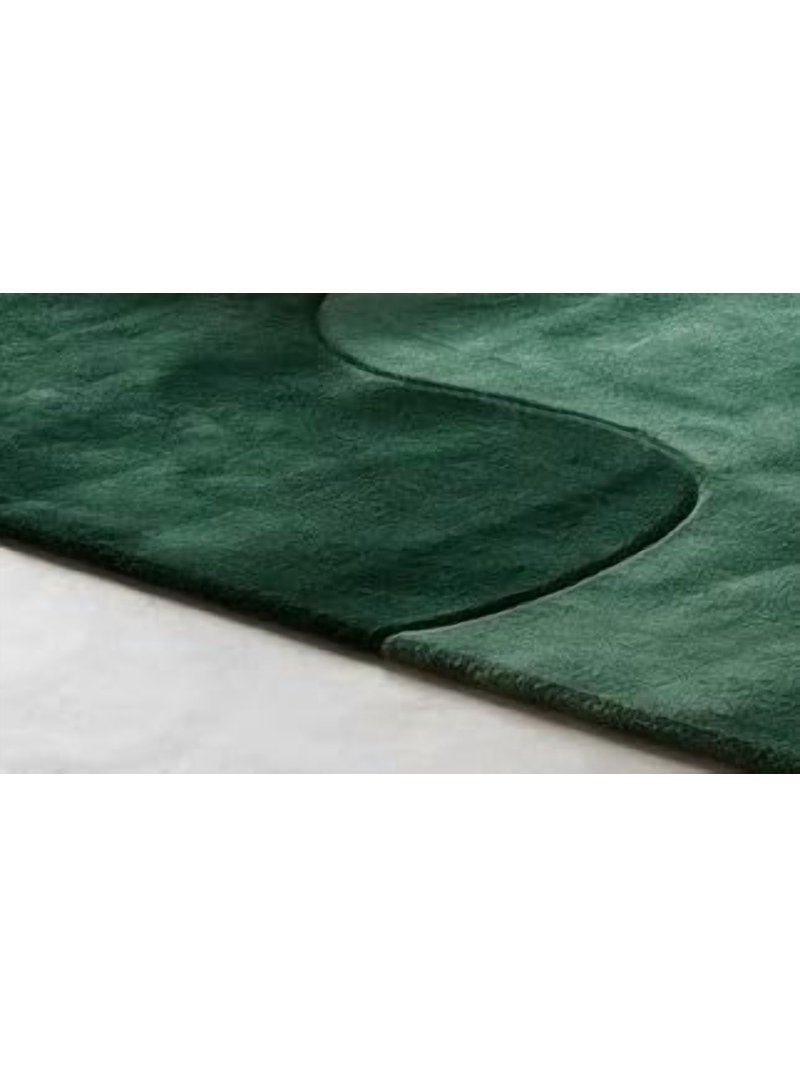 Organic Green Rug Hand-Tufted Abstract Organic Color Block Forest Green and Terracotta ...