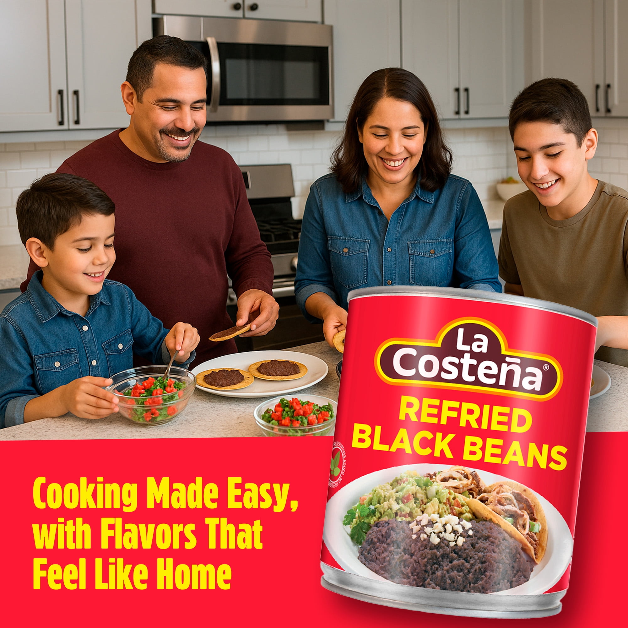 (12 pack) La Costeña Canned Refried Black Beans, 20.5 oz