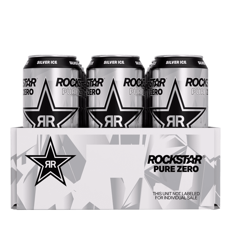 Rockstar, Energy Drink, 16 fl oz, Silver Ice pack of 12 - Walmart.com
