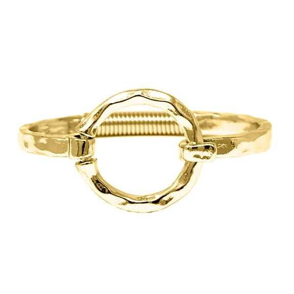 Blue Box Boutique Inc Gold Hammered Open Circle Hinge Bracelet for Women, Teens