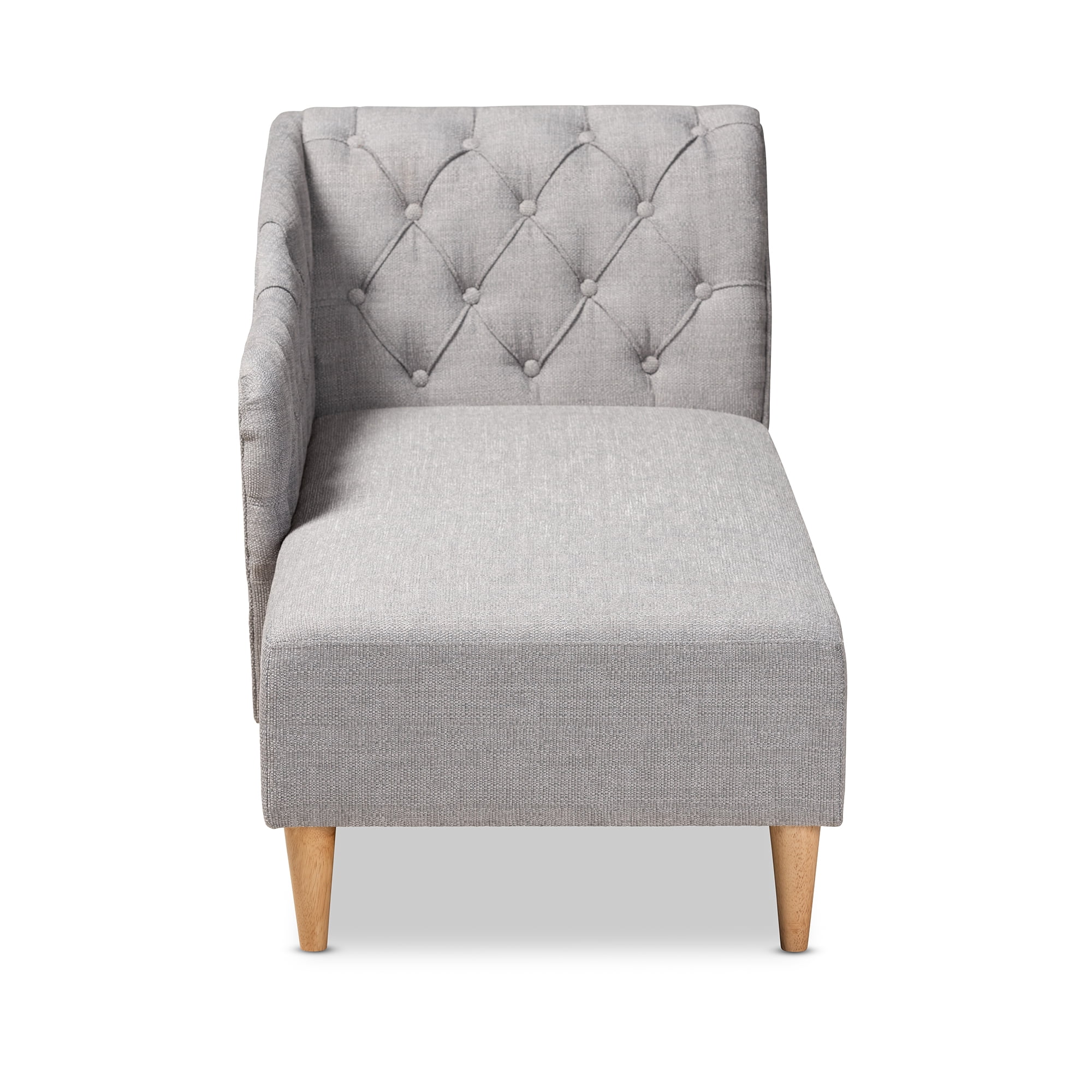 Baxton Studio Emeline Modern and Contemporary Grey Fabric Upholstered Oak Finished Chaise Lounge