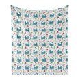 thumbnail image 1 of Kittens Soft Flannel Fleece Throw Blanket, Folkloric Ornamental Happy Cat Pattern with Flowers and Leafy Branches, Cozy Plush for Indoor and Outdoor Use, 50" x 60", Multicolor, by Ambesonne, 1 of 5