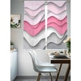 thumbnail image 3 of Pink Grey Ombre Sheer Curtains 63 Inch Length 2 Panels Set, Modern Abstract Moire Art Geometric Voile Window Treatment Rod Pocket Curtains Sheers Drapes for Bedroom/Living Room/Kitchen 52x"63"x2, 3 of 7