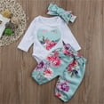 thumbnail image 2 of Otqutp Baby Cute Outfits Set Toddler Girl's Long Sleeve Flower Print Rompers Top Pant Set Includes Headband for 0 To 24 Months Winter Clothing Sets, 2 of 4