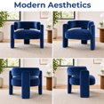 thumbnail image 6 of TLSUNNY Modern Accent Barrel Chair, Velvet Upholstered Armchair with 3 Legs, Comfy Leisure Reading Chair for Dining/Living Room/Bedroom, Blue, 6 of 9