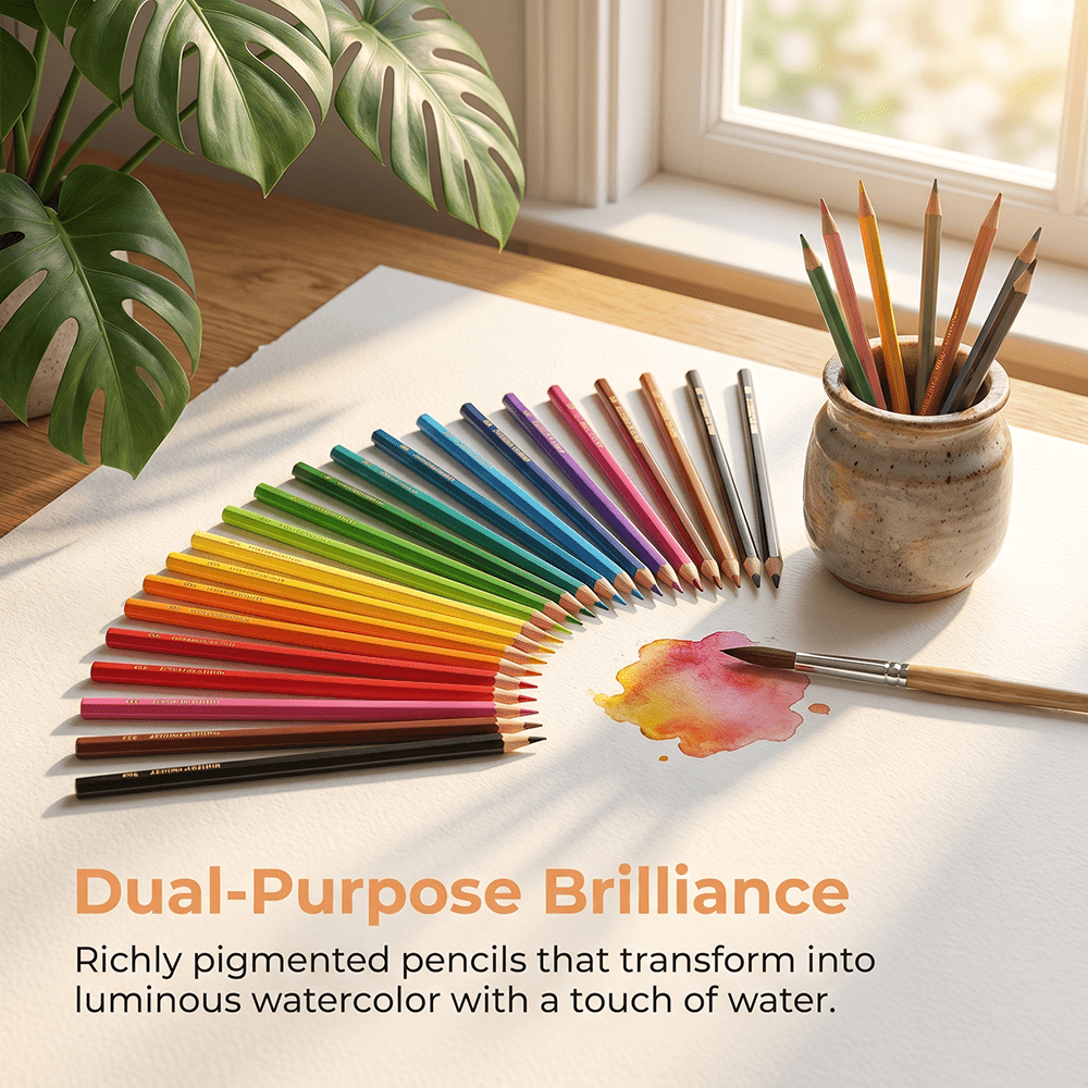180 Watercolor Pencils, Premium Water Soluble Colored Pencils for Stunning Wet/Dry Blending, Ideal for Adult Coloring Books, Artists,  Smooth, Vibrant
