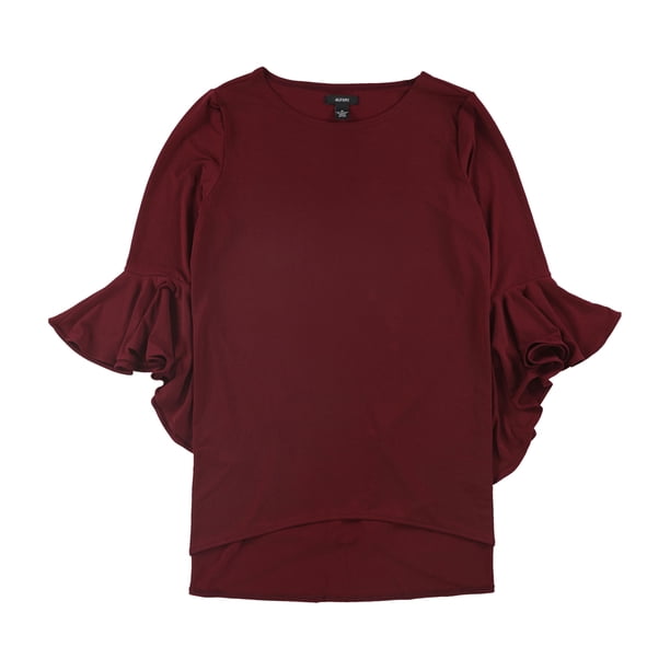 Alfani Blusa de punto con mangas con volantes para mujer, rojo, extragrande Alfani Tejer