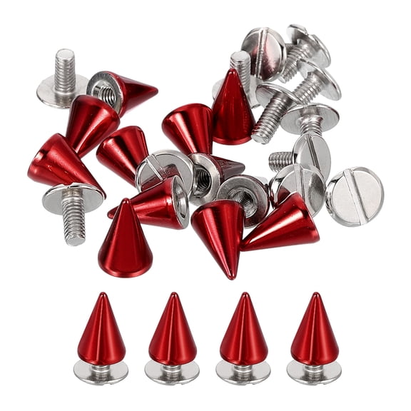 Uxcell 16 Sets Spikes and Studs Kit, 7mm Cone Spikes Punk Rock Rivets, Red