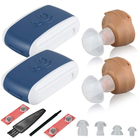 2 x Small In Ear Hearing Aids Adjustable Tone Invisible Best Sound Amplifier (Best Hearing Aids For The Money)