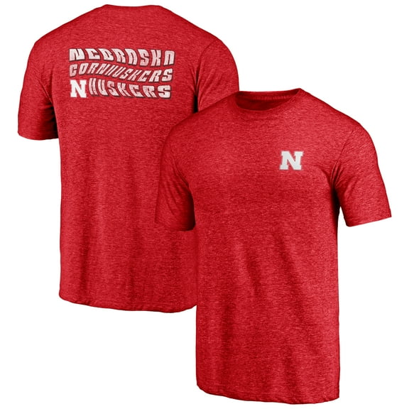 Men's Scarlet Nebraska Huskers Wavy Logo Tri-Blend T-Shirt