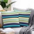 thumbnail image 2 of Vintage Stripes Outdoor Pillow Covers Set of 2 Green Blue Yellow Striped Retro Lines Waterproof Throw Pillow Case Decorative Square Cushion Cover for Patio Couch Garden Balcony, 24"x24", 2 of 9