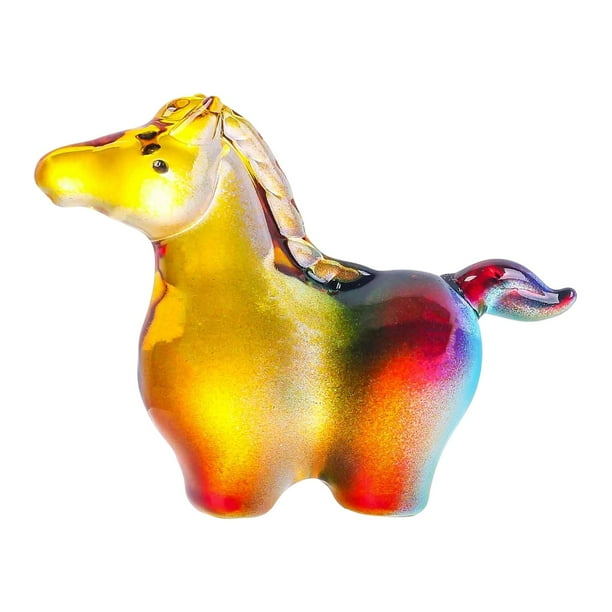 Estatua de caballo de cristal en miniatura, regalo creativo, escultura decorativa de animal. Multicolor