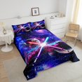 thumbnail image 3 of Lightsaber Comforter Set Full Size Galaxy Universe Planet Bedding Set Room Decor,Watercolor Star Sky Quilt Set Fantasy Duvet Insert,Purple, 3 of 6