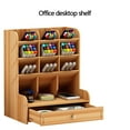 thumbnail image 3 of Wood Pen Holder Drawer Large Capacity Stationery Box Organizer Boxes Multifunction Container for School Office Supplies, 3 of 7