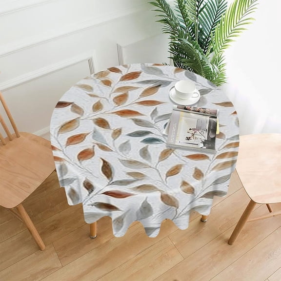 RKSupls 60 Inch Round Tablecloth, Autumn Leaves Premium Polyester Straight Edge Wrinkle Resistant Washable Table Cover for Party Home Dining Decor