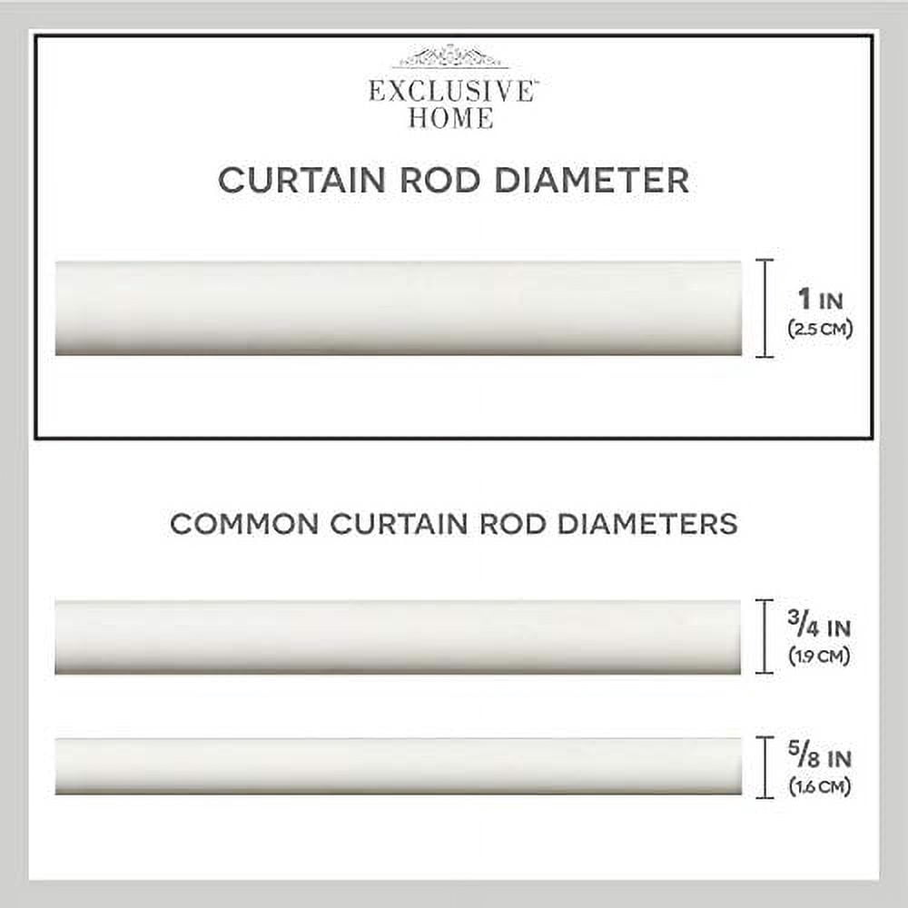 Exclusive Home Anastasia 1" Curtain Rod and Finial Set, White, Adjustable 36"-72"