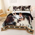 thumbnail image 3 of jejeloiu Rustic Aztec Full Size Comforter Sets,Western Cowhide Bedding Comforter Set For Boys,Green Brown,Black Reversible,3 Pieces,1 Comforter and 2 Pillowcases, 3 of 7