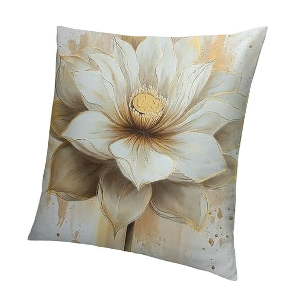 Autua White Flower Gold Accents Pillow Covers 1PC Home Furnishing 12x12in