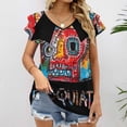 thumbnail image 2 of Jean Michel Basquiat Women Summer Cotton Short-Sleeve T-Shirt Tops,Classic V-Neck Graphic Tee Clothes, 2 of 5