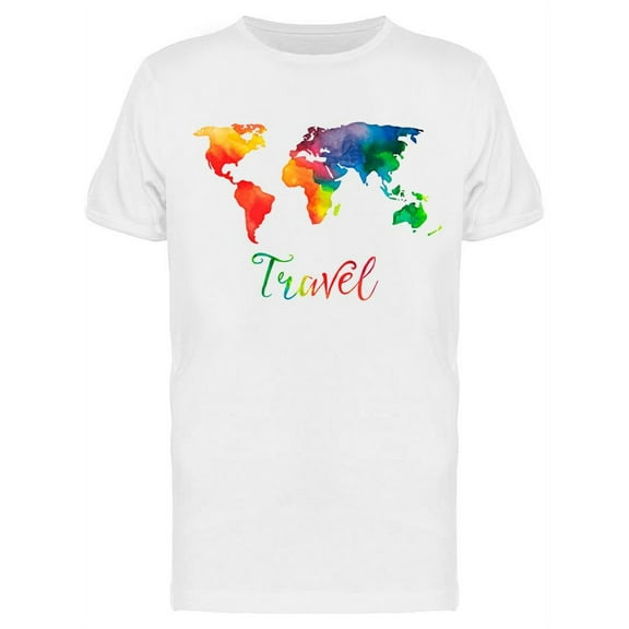 Watercolor World Map, Travel T-Shirt Men -Image by Shutterstock, Male Large
