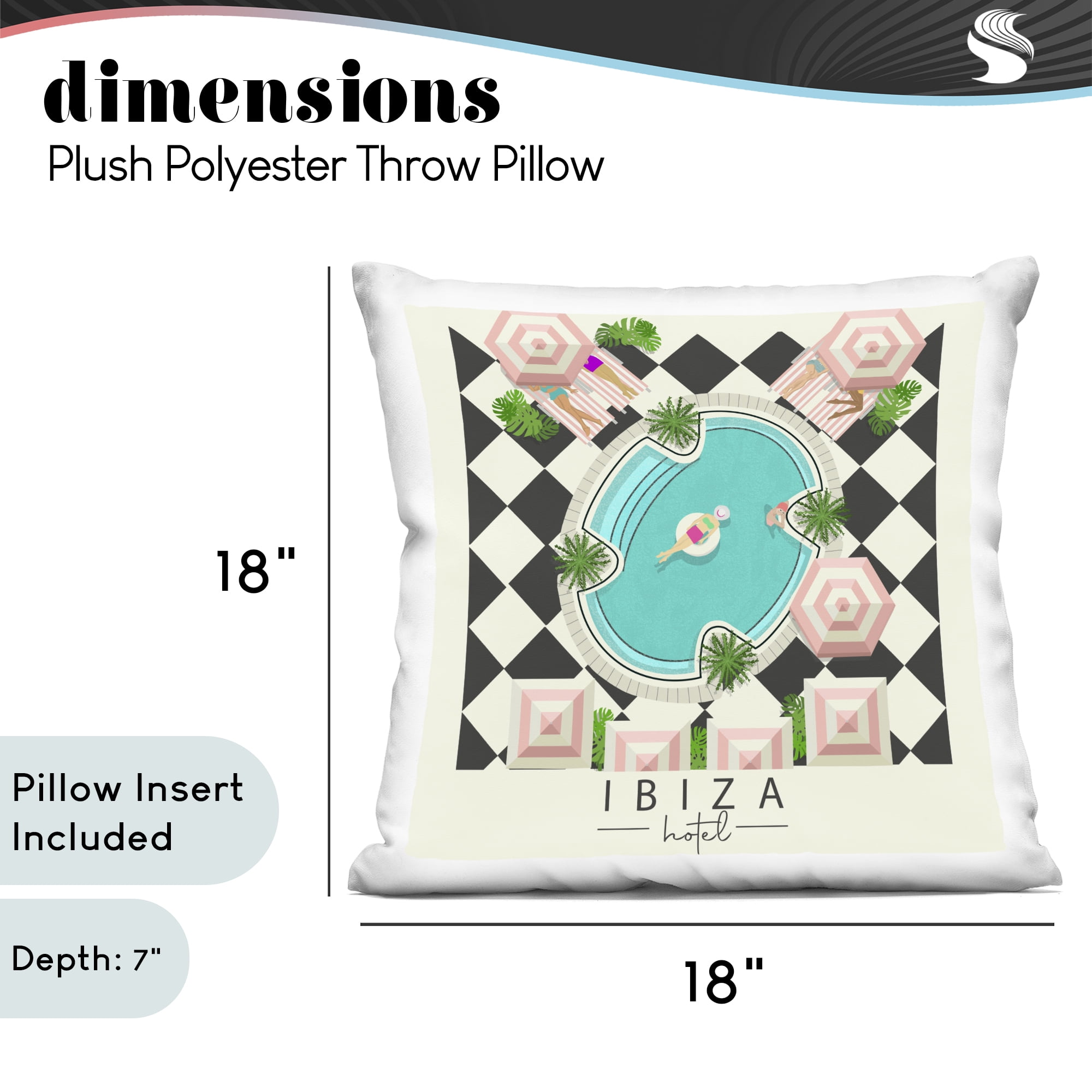 Stupell Industries Ibiza Hotel Vacation Decorative Printed Throw Pillow, design by Jen Bucheli