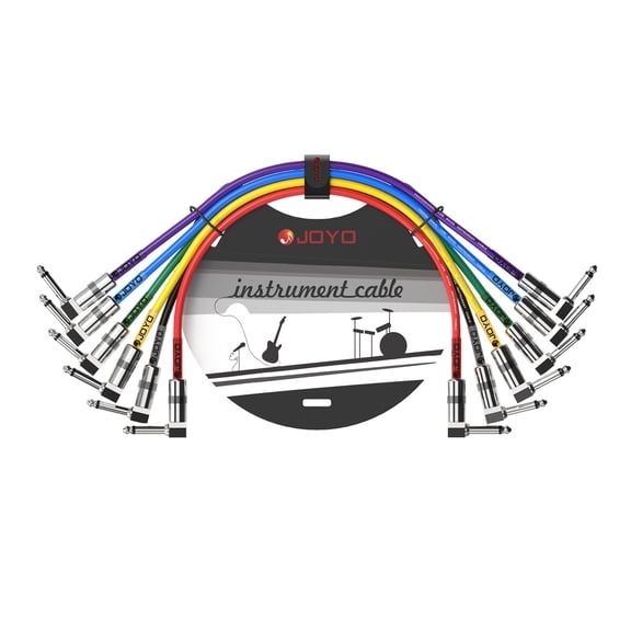 JOYO 36cm 1.2ft 6 Pack Guitar Patch Cable for Guitar Effects pedal Right Angle